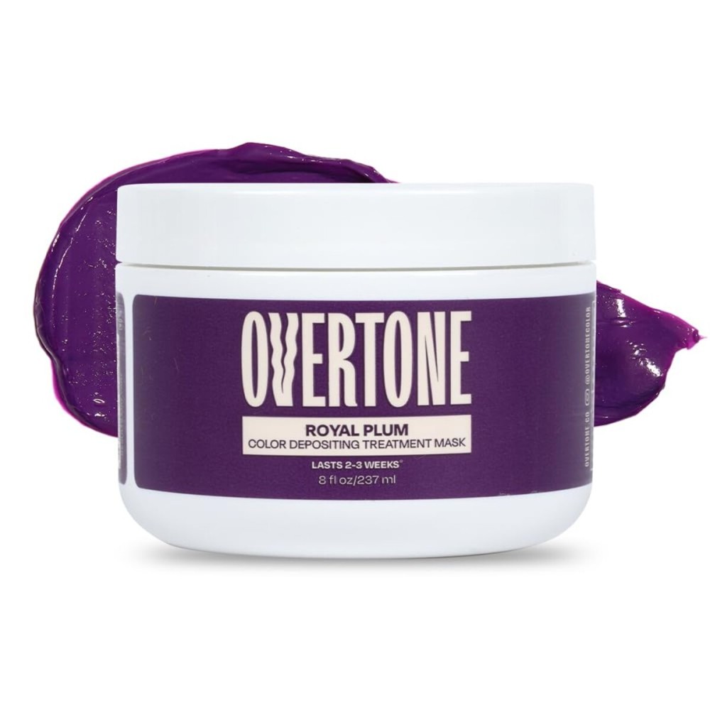 Overtone Semi Permanent Hair Color Conditioner, Royal Plum, 8 oz, Nourishing, Damage-Free, Color Depositing Mask for All Hair Types with Shea Butter & Coconut Oil, Vegan & Cruelty-Free