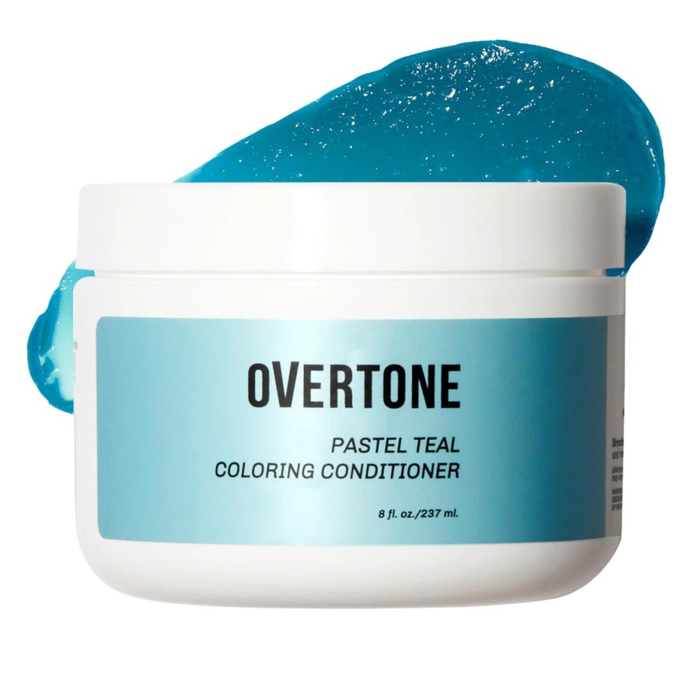 Overtone Semi Permanent Hair Color Conditioner, Pastel Teal, 8 oz, Nourishing, Damage-Free, Color Depositing Mask for All Hair Types with Shea Butter & Coconut Oil, Vegan & Cruelty-Free