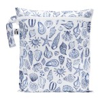 Roamio Waterproof Wet Bag for Baby, Travel, Swim Suit, Cloth Diapers, Pump Parts, Pool, Gym Clothes, Beach, Toiletry, Hook to Stroller, Daycare, Zipper Reusable Bag, Wetdry Packing Pouch, Blue Shells