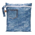 Roamio Waterproof Wet Bag for Baby, Travel, Swim Suit, Cloth Diapers, Pump Parts, Pool, Gym Clothes, Toiletry, Hook to Stroller, Daycare, Zipper Reusable Bag, Wetdry Packing Pouch, Faux Pocket Denim