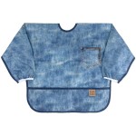 Bumkins Sleeved Bib for Girl or Boy, Baby and Toddler for 6-24 Mos, Essential Must Have for Eating, Feeding, Baby Led Weaning Supplies, Long Sleeve Mess Saving Food Catcher, Soft Fabric, Faux Denim
