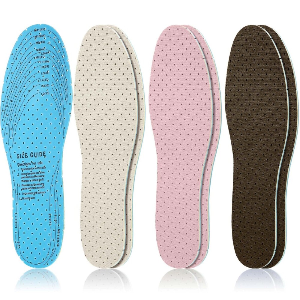Sintege 3 Pairs Breathable Shoe Insoles Inserts Soft Cushioning Double-Layer Latex Foam Perforated Replacement Insoles for Men 7-11 Woman 2-8(Beige,Pink,Brown)