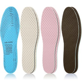 Sintege 3 Pairs Breathable Shoe Insoles Inserts Soft Cushioning Double-Layer Latex Foam Perforated Replacement Insoles for Men 7-11 Woman 2-8(Beige,Pink,Brown)