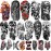 77 Sheets Temporary Tattoos, 17 Sheets Half Arm Motorcycle Skull Flame Flower Mechanical Fake Tattoos for Adults Shoulder Neck, 60 Sheets Tiny Temporary Tattoos Realistic for Men Women Boy Girl