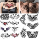 Yazhiji 13 Sheet Large Chest Underboob Temporary Tattoos for Adult, 8 Sheets Sexy Rose Flower Belly Tattoos Tramp Stamp for Women, 5 Sheets Body Scar Cover Fake Chest Tattoos Stickers for Men
