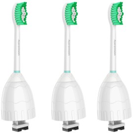 Aoremon Toothbrush Replacement Heads Compatible with Philips Sonicare E-Series Essence Xtreme Elite Advance CleanCare Screw-on Electric Toothbrush Handle Head Come with Hygienic Caps, 3 Count, Green