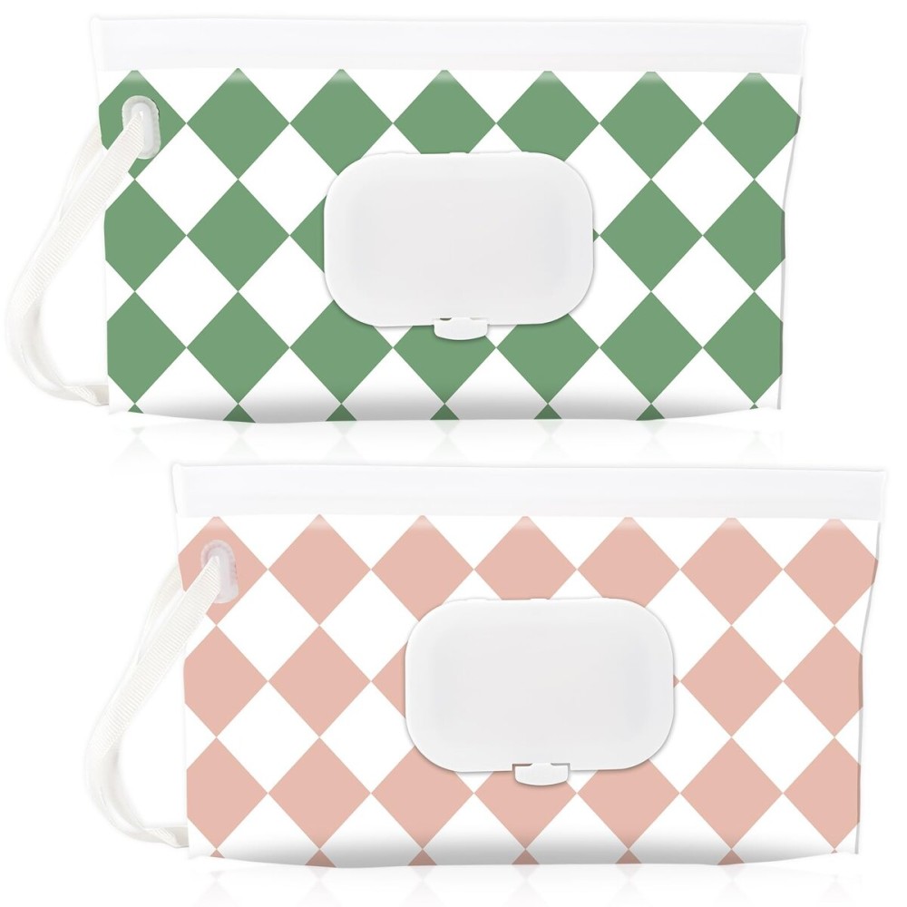 FEBSNOW 2 Pack Baby Wipes Dispenser Holder, Portable Refillable Baby Wet Wipes Pouch Container Reusable Travel Case