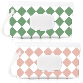 FEBSNOW 2 Pack Baby Wipes Dispenser Holder, Portable Refillable Baby Wet Wipes Pouch Container Reusable Travel Case