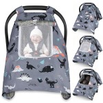 Bnditeu Car Seat Cover Baby, Carseat Covers Baby with 2 Layers Breathable Zipper Windows, Windproof Infant Car Seat Cover, Kick-Proof Baby Carrier Cover for Baby Boy Newborn Essentials