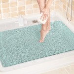 LuxStep Shower Mat Bathtub Mat,24x36 inch, Non-Slip Bath Mat with Drain, Quick Drying PVC Loofah Bathmat for Tub,Shower,Bathroom,Green