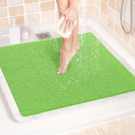 LuxStep Shower Mat Bathtub Mat,24x24 inch, Non-Slip Bath Mat with Drain, Quick Drying PVC Loofah Bathmat for Tub,Shower,Bathroom (Grass Green)