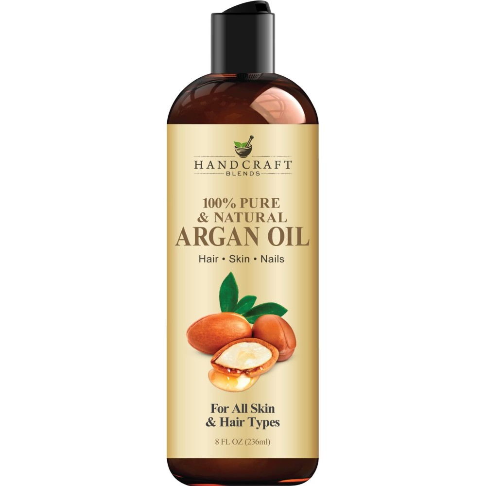 Handcraft Blends Moroccan Argan Oil - 8 Fl Oz - 100% Pure and Natural - Premium Grade Carrier Oil for Skin and Hair - Hair and Body - Massage - Cold-Pressed