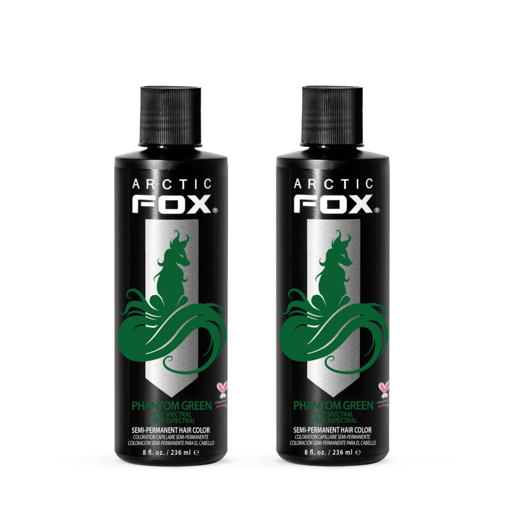 Arctic Fox Semi-Permanent Hair Dye, Vegan & Cruelty-Free, Conditioning, Ammonia-Free, Vibrant Phantom Green, Long Lasting Color, For All Hair Types, 8 Fl Oz (Pack of 2)
