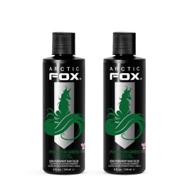 Arctic Fox Semi-Permanent Hair Dye, Vegan & Cruelty-Free, Conditioning, Ammonia-Free, Vibrant Phantom Green, Long Lasting Color, For All Hair Types, 8 Fl Oz (Pack of 2)