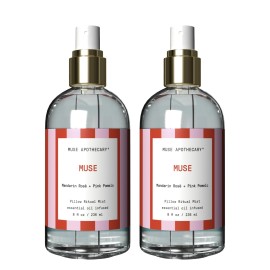 Muse Apothecary Pillow Ritual - Aromatic, Calming and Relaxing Pillow Mist, Linen and Fabric Spray, Infused with Natural Essential Oils - Great Valentine\'s Day Gift - 8 oz, Mandarin Ros + Pink Pomelo