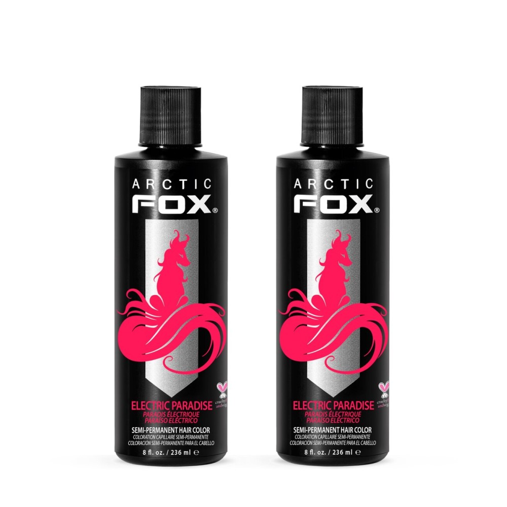 Arctic Fox Semi-Permanent Hair Dye, Vegan & Cruelty-Free, UV Reactive Neon Pink, Electric Paradise, Long Lasting, Conditioning, Ammonia Free, For All Hair Types, 8 Fl Oz (Pack of 2)