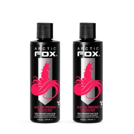 Arctic Fox Semi-Permanent Hair Dye, Vegan & Cruelty-Free, UV Reactive Neon Pink, Electric Paradise, Long Lasting, Conditioning, Ammonia Free, For All Hair Types, 8 Fl Oz (Pack of 2)