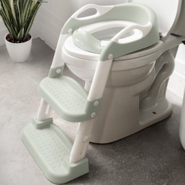 Jool Baby Potty Training Seat with 2 Step Ladder for Toddlers - Splash Guard, Adjustable Height (Sage)