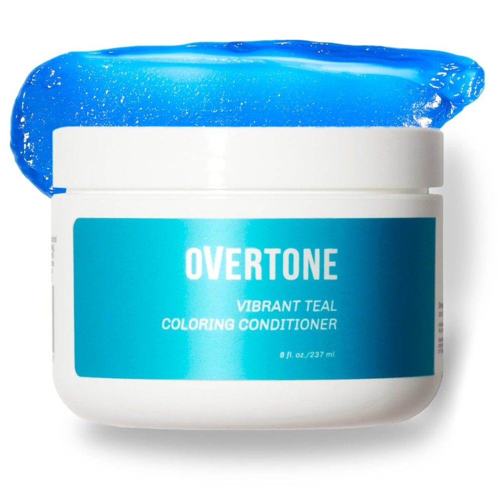 Overtone Semi Permanent Hair Color Conditioner, Vibrant Teal, 8 oz, Nourishing, Damage-Free, Color Depositing Mask for All Hair Types with Shea Butter & Coconut Oil, Vegan & Cruelty-Free