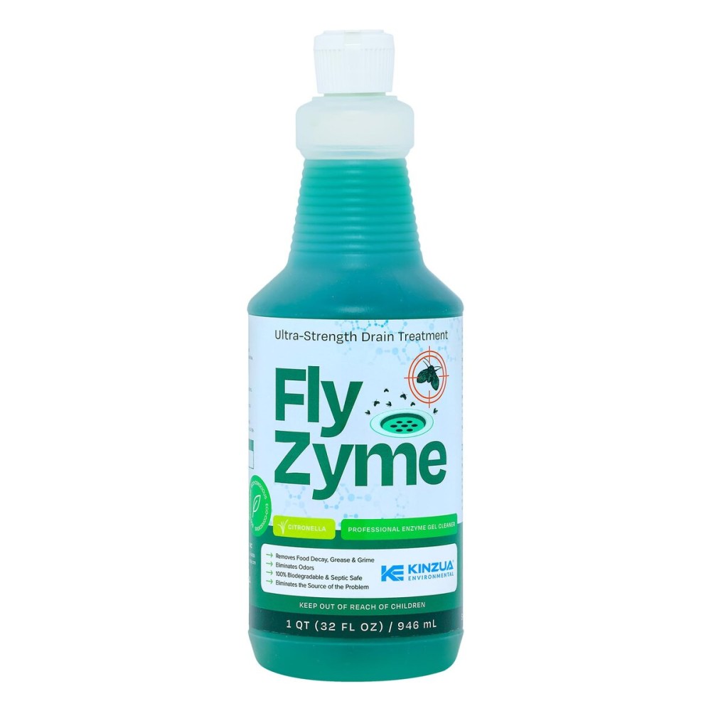 Kinzua Environmental Fly-Zyme, Highly Concentrated Enzyme Drain Cleaner for Pipes & Fruit Flies, Citronella Scented Organic Waste Degrader & Odor Neutralizer, 32 fl oz