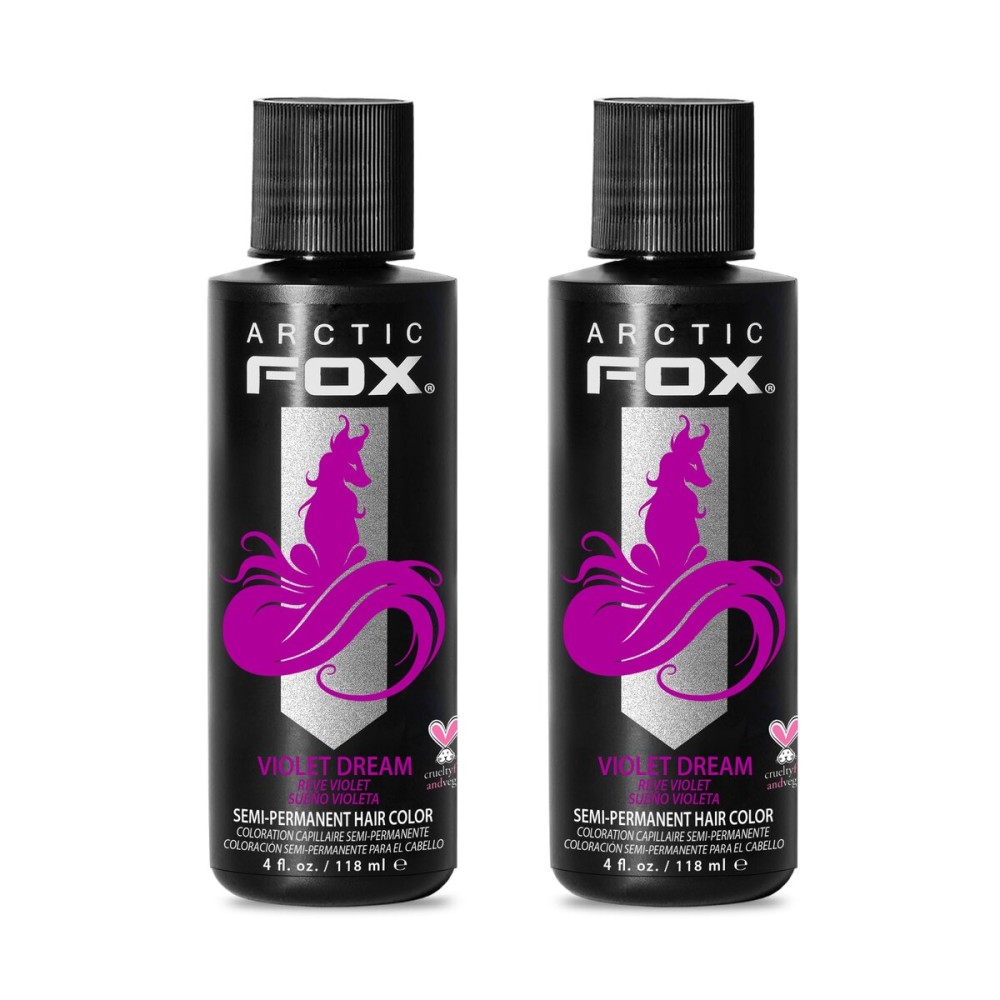 Arctic Fox Semi-Permanent Hair Dye, Vegan & Cruelty-Free, Ammonia-Free, Conditioning, Vibrant Purple Color, Long Lasting, For All Hair Types, Violet Dream, 4 fl oz (Pack of 2)