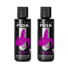 Arctic Fox Semi-Permanent Hair Dye, Vegan & Cruelty-Free, Ammonia-Free, Conditioning, Vibrant Purple Color, Long Lasting, For All Hair Types, Violet Dream, 4 fl oz (Pack of 2)