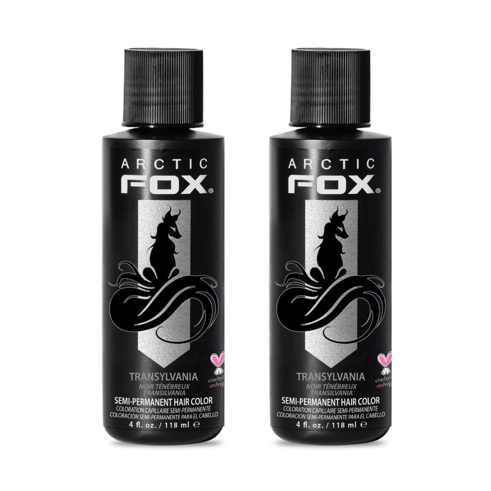 Arctic Fox Semi-Permanent Hair Dye, Vegan & Cruelty-Free, Conditioning, Ammonia-Free, Peroxide-Free, Jet Black Color, Transylvania, 4 Fl Oz (Pack of 2)
