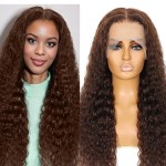 Chocolate Brown Lace Front Wigs Human Hair Deep Wave Curly 13x6 Hd Lace Frontal Wigs for Black Women Pre Plucked 26 Inch