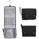 Small Hanging Toiletry Bag for Men and Women, Portable Hanging Organizer for Travel-Sized Shower Dopp Kit, Makeup Accessories, Waterproof Toiletries Organizer with 3 Compartments for Outdoor - Black