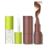 Beauty Glazed 2Pcs Lip Oil and Lip Liner Set, Gradient Brown Lip Liner and Lipstick Lip Combo Set, Smooth Glossy Finish Lip Glow Oil for Black Women (2, Coffee Bean Set)