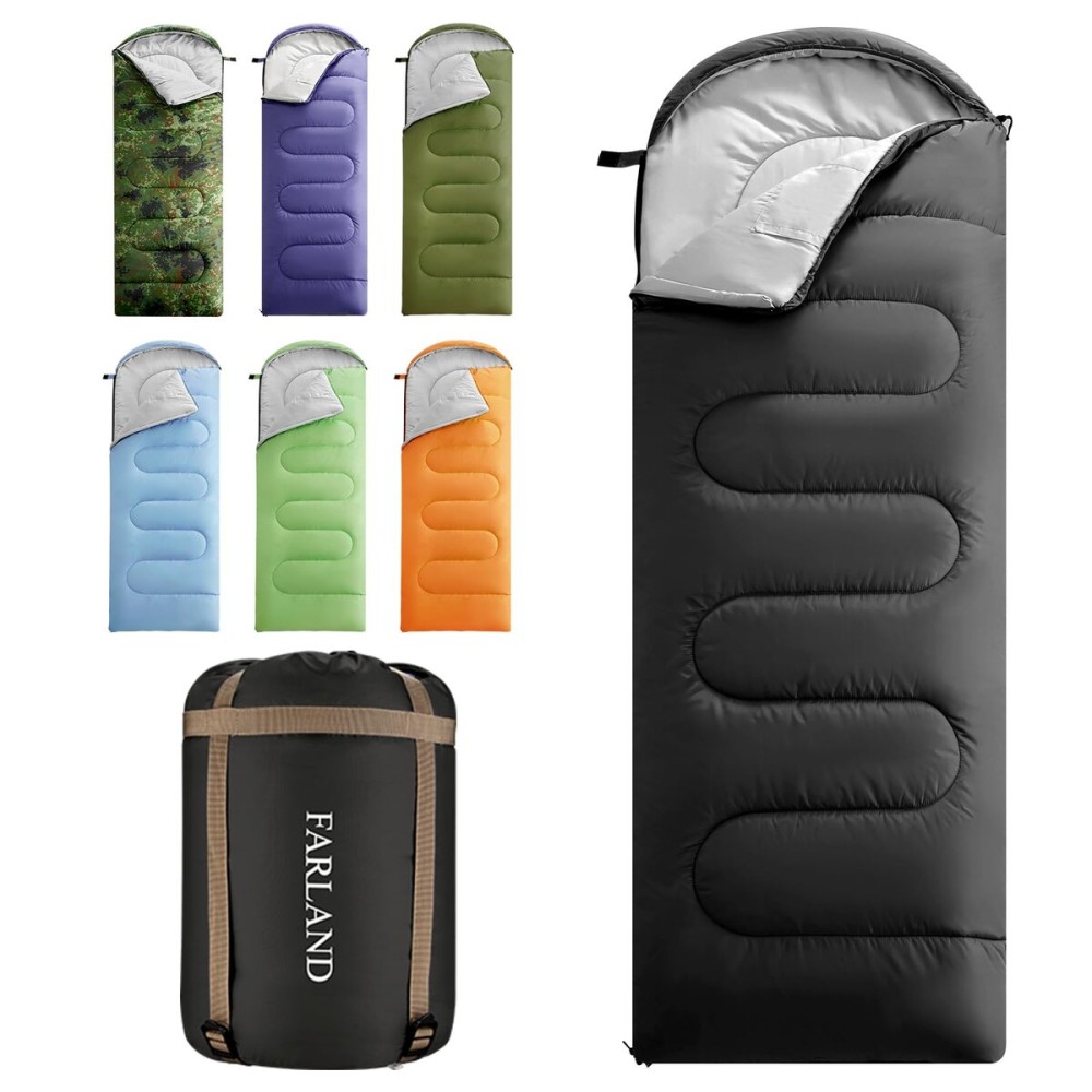 FARLAND Sleeping Bags 30 for Adults Teens Kids with Compression Sack Portable and Lightweight for 3-4 Season Camping, Hiking,Waterproof, Backpacking and Outdoors