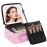 Chomeiu Makeup Bag with LED Mirror, Cute Cosmetic Bags Birthday Gifts for Girls Women, Makeup Train Case Artists Organizer Large Make Up Bags with Light Up Mirror 3 Color Lights, Pink Geometry