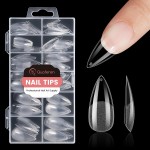 Quaferen Stiletto Nail Tips Medium: 240pcs Pre-shape Acrylic Fake Nail Tips Stiletto - 12 Sizes Soft Gel Full Cover Clear Gelly Press on False Tip for Nail Extension Salon Home