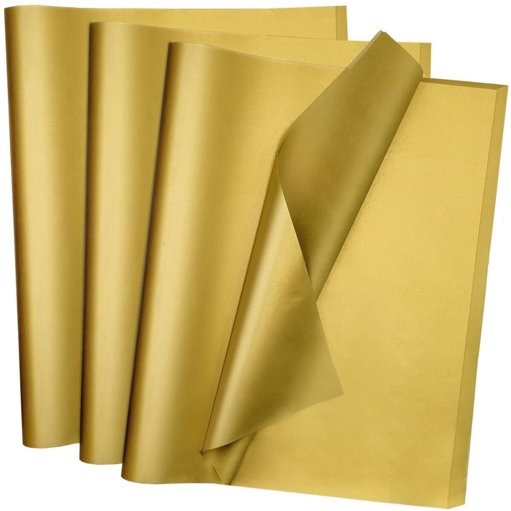 100 Sheets Gold Tissue Paper Artdly 12 x 20 Inches Gold Wrapping Paper Bulk for Weddings Birthday DIY Project Wrapping Crafts Decor