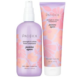 Jasmine Agave Strengthening Shampoo & Conditioner Set - Clean Vegan Shampoo & Conditioner for Weak Or Brittle Hair (Including Color-Treated), Stronger, Shinier Strands, No Silicones or Parabens