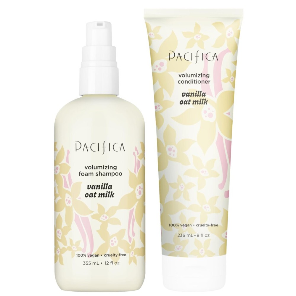 Pacifica Vanilla Oat Milk Volumizing Shampoo & Conditioner Set - Fuller, Bouncier Hair, Fine Or Flat Hair Solution, Sulfate-Free, 100% Vegan Hair Care