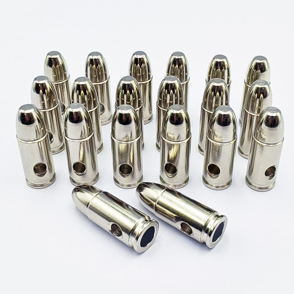 Bayattoo 9mm Steel Safety Practice Rounds Action Trainer Dummy Round Dry Fire Training Snap Cap (20pk)