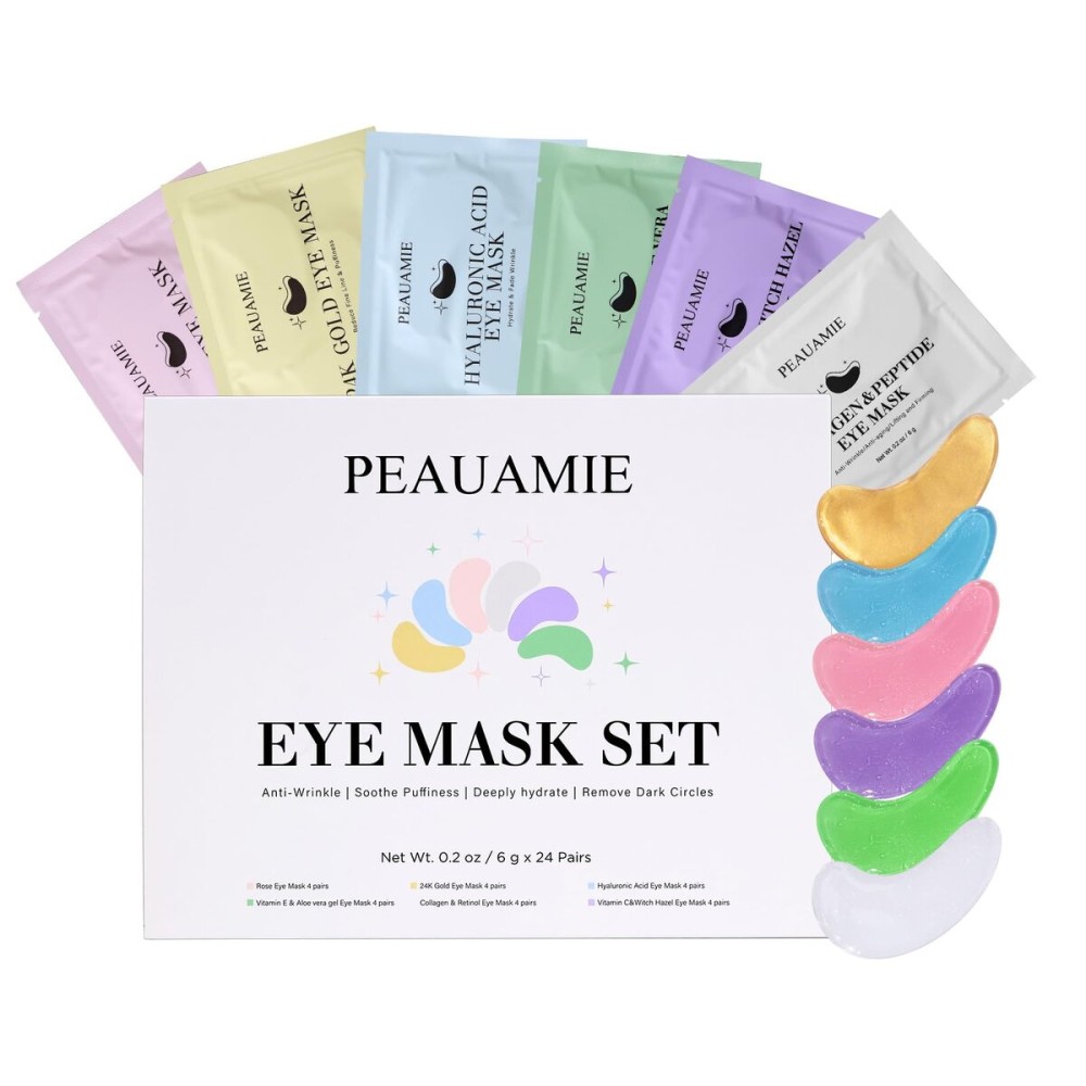 PEAUAMIE Under Eye Patches with Collagen and Hyaluronic Acid Eye Mask for Wrinkle,Dark Circles,Face Mask Skin Care Products 24 Pairs