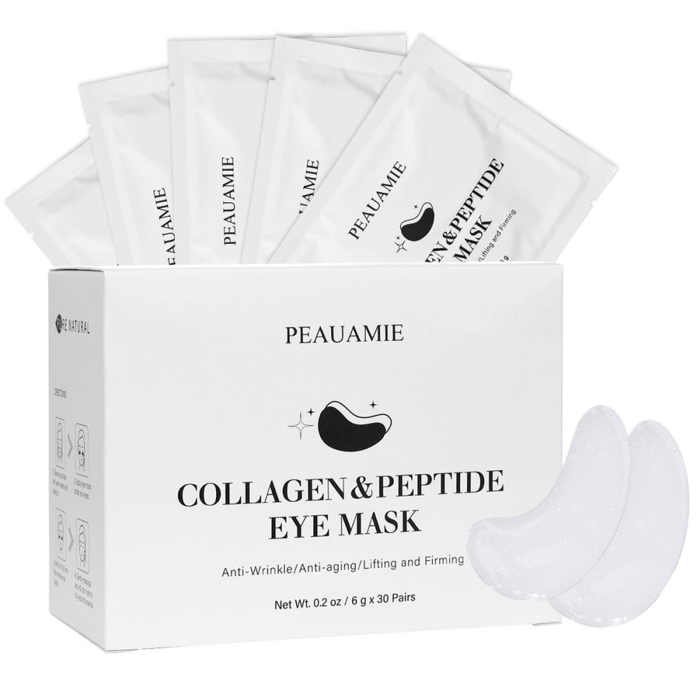PEAUAMIE Under Eye Patches Collagen and Peptide Eye Mask for Dark Circles and Puffiness,Face Mask Skin Care Products 30 Pairs