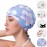 COPOZZ Adult Swim Caps, Silicone Waterproof Comfortable Swimming Cap for Women, Long and Short Hair(Blue Flower-12yrs+)