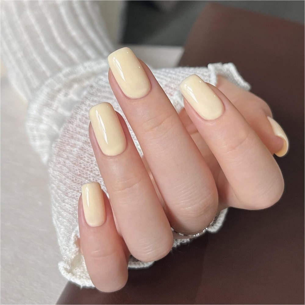 GAOY Pastel Yellow Gel Nail Polish, 16ml Soak Off Gel Polish, UV Light Cure for Nail Art DIY Manicure at Home, 3145 Lemon Creme