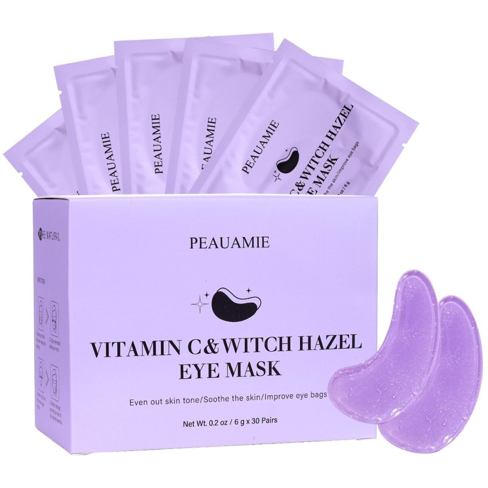 PEAUAMIE Under Eye Patches with Vitamin C and Witch Hazel Eye Mask for Dark Circles and Puffiness,Face Mask Skin Care Products 30 Pairs