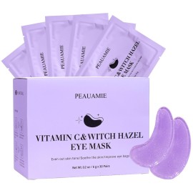 PEAUAMIE Under Eye Patches with Vitamin C and Witch Hazel Eye Mask for Dark Circles and Puffiness,Face Mask Skin Care Products 30 Pairs