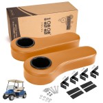 10L0L Golf Cart Rear Seat Kit Arm Rest Set with Cup Holder for Yamaha EZGO Club Car Golf Cart UV-Proof Coating Long Lasting, No Drilling Kits Include (Orange)