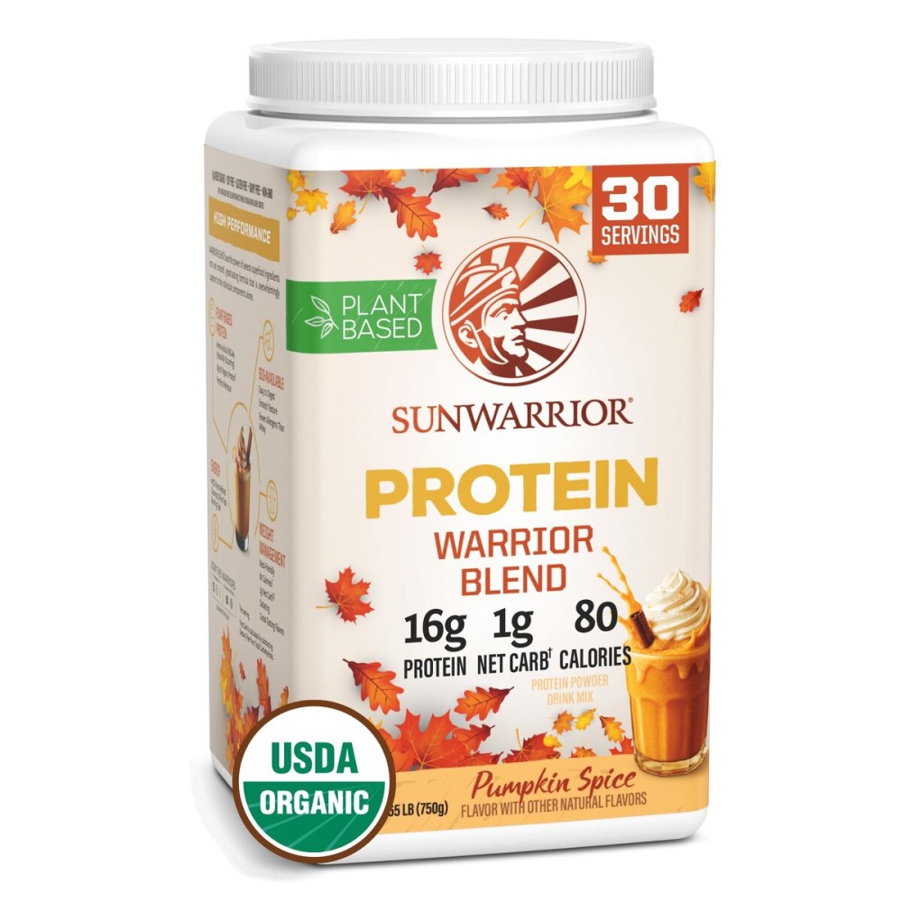 Sunwarrior Vegan Protein Powder Plant-Based USDA Organic Protein BCAA Amino Acids Hemp Seed Keto Friendly Soy Dairy Gluten & Synthetic Free Non-GMO, Pumpkin Spice Flavored 30 Servings