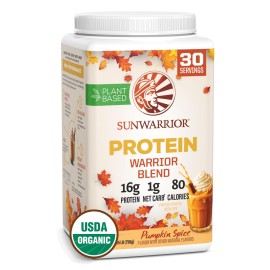 Sunwarrior Vegan Protein Powder Plant-Based USDA Organic Protein BCAA Amino Acids Hemp Seed Keto Friendly Soy Dairy Gluten & Synthetic Free Non-GMO, Pumpkin Spice Flavored 30 Servings