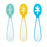 Nuby Baby\'s First Spoons Set - (3-Pack) Feeding Utensils for Babies - 6+ Months - Aqua/Yellow/Blue