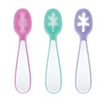 Nuby Baby\'s First Spoons Set - (3-Pack) Feeding Utensils for Babies - 6+ Months - Pink/Aqua/Purple