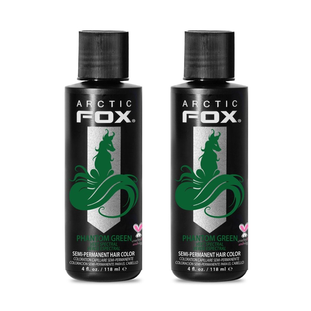 Arctic Fox Semi-Permanent Hair Dye, Vegan & Cruelty-Free, Ammonia-Free, Conditioning, Vibrant Phantom Green, Long Lasting Color, For All Hair Types, 4 Fl Oz (Pack of 2)
