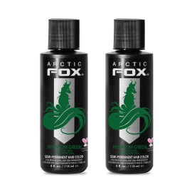 Arctic Fox Semi-Permanent Hair Dye, Vegan & Cruelty-Free, Ammonia-Free, Conditioning, Vibrant Phantom Green, Long Lasting Color, For All Hair Types, 4 Fl Oz (Pack of 2)